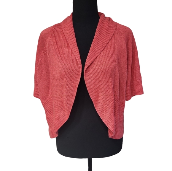 Relativity Jackets & Blazers - EUC Relativity women's hot coral metallic cover shirt cape, XL